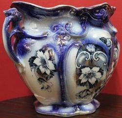 Flow Blue China Jardinier by T Rathbone and Co Newfield Pottery Staff C1912