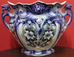 Flow Blue China Jardinier by T Rathbone and Co Newfield Pottery Staff C1912