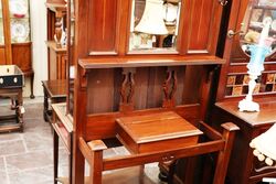 Antique English Art Nouveau Inlaid Walnut Hallstand 