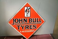 Vintage John Bull Tyres Double Sided Enamel Pictorial Sign #