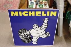 Classic Michelin Bibendum Pictorial Double Enamel Adv Sign 