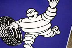 Classic Michelin Bibendum Pictorial Double Enamel Adv Sign 