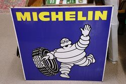 Classic Michelin Bibendum Pictorial Double Enamel Adv Sign 