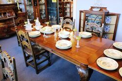 Antique French Walnut Drawer Leaf Table 