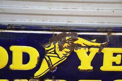 Early Good Year Tyres Embossed Rolled Edge Enamel Sign  