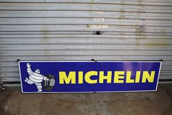 Genuine Vintage Michelin Bibendum Strip Enamel Sign 