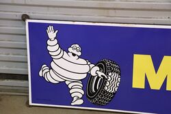 Genuine Vintage Michelin Bibendum Strip Enamel Sign 