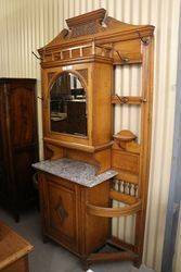 Antique Oak Marble Top Hall Stand . #