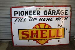 Early Shell Pioneer Garage Enamel Advertising Sign  