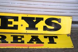 Vintage Greyand39s is Great 2 Piece Enamel Advertising Sign 