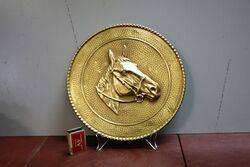 28cm diameter Vintage Brass Horse Wall Plaque.  