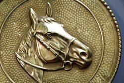 28cm diameter Vintage Brass Horse Wall Plaque  