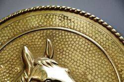 28cm diameter Vintage Brass Horse Wall Plaque  