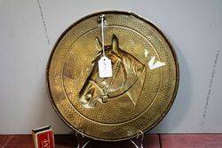 28cm diameter Vintage Brass Horse Wall Plaque  