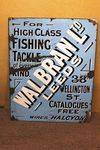 Antique + Rare Walbran Fishing Tackle Enamel Sign.