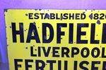 Antique Hadfields Fertilisers Farming Enamel Sign.