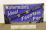 Antique Watermans Fountain Pen Pictorial Enamel Sign