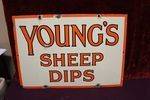 Antique Youngs Sheep Dip Enamel Advertising Sign.