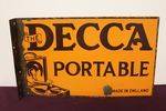 Decca Portable Gramophone Pictorial Post-Mount Enamel Sign