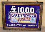 Antique Framed Sunlight Soap Enamel Sign.#