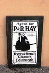 Framed PandR Hay Dyers And French Cleaners Doubled Sided Enamel Sign