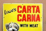 Lowes Carta Carne Pictorial Dog Food Enamel Sign