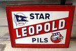 Leopold Star Pils Framed Enamel Sign Arriving Nov
