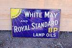 White And May Royal Standard BP Lamp Oil Double Sided Enamel Sign