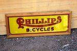 Phillips Cycles Framed Glass Advertising Sign.#