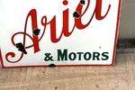 Ariel Cycles and Motors Double Sided Enamel Sign Arriving Nov