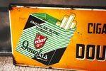 Douglas Cigarettes Pictorial Enamel Sign Arriving Nov