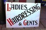 Early Hairdressing Double Sided Enamel Sign..