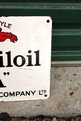 Mobiloil Gargoyle A Enamel Sign