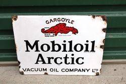 Mobiloil Gargoyle Arctic Enamel Sign.#