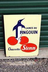 French Penguin Pictorial Post Mount Enamel Sign.#