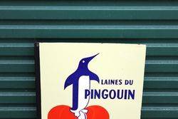 French Penguin Pictorial Post Mount Enamel Sign