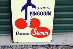 French Penguin Pictorial Post Mount Enamel Sign