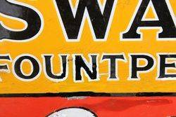 Swan Fount Pens Enamel Advertising Sign