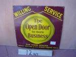 The Open Door Enamel Sign 