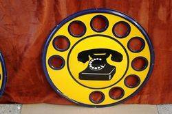 Round Cut Out Dial Telephone Enamel Sign. #