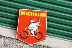 A Rare Small Michelin Cycles Pictorial Shield Enamel Sign