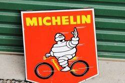 A Rare Small Michelin Cycles Pictorial Shield Enamel Sign