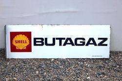 Shell Butagaz Post Mount Enamel Advertising Sign.#