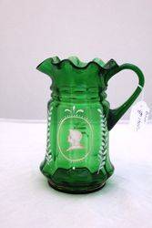 Victorian Green Glass Cameo Jug