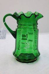 Victorian Green Glass Cameo Jug