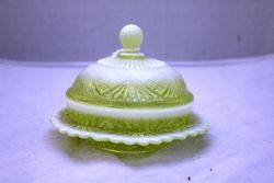 Victorian Uranium Glass Lidded Bowl