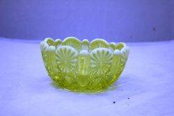 Victorian Vaseline Uranium Glass Bowl