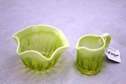 Victorian Vaseline Uranium Glass Jug And Bowl