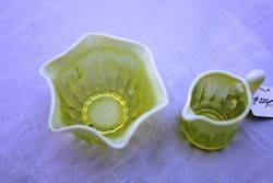 Victorian Vaseline Uranium Glass Jug And Bowl