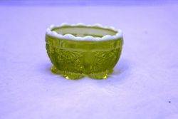 Victorian Vaseline Uranium Glass Salt Bowl